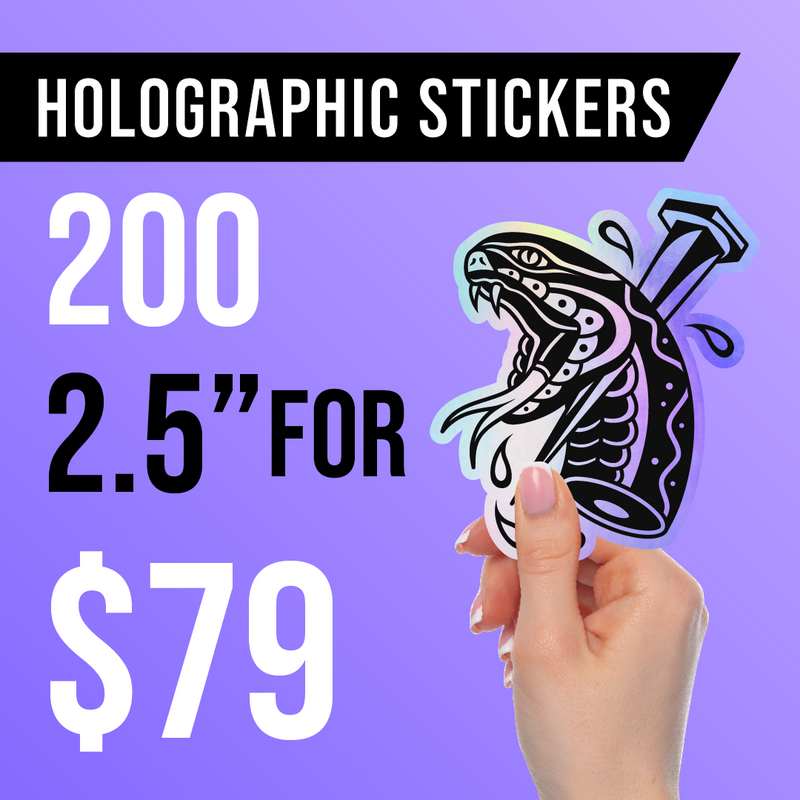 200 2.5" Custom Holographic Stickers Stickerine.com